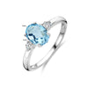 vDam Zilveren Gerhodineerde Ring met Zirkonia en Blauwe Topaas 1337798