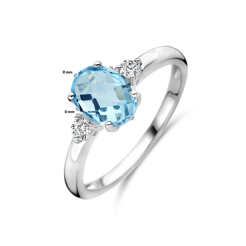 vDam Zilveren Gerhodineerde Ring met Zirkonia en Blauwe Topaas 1337798