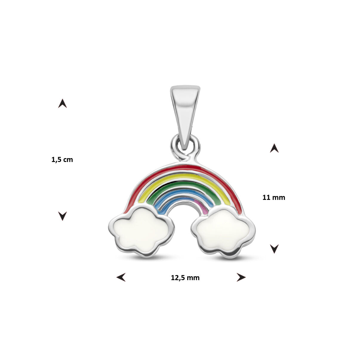 vDam Zilveren Gerhodineerde Regenboog Hanger 1336208