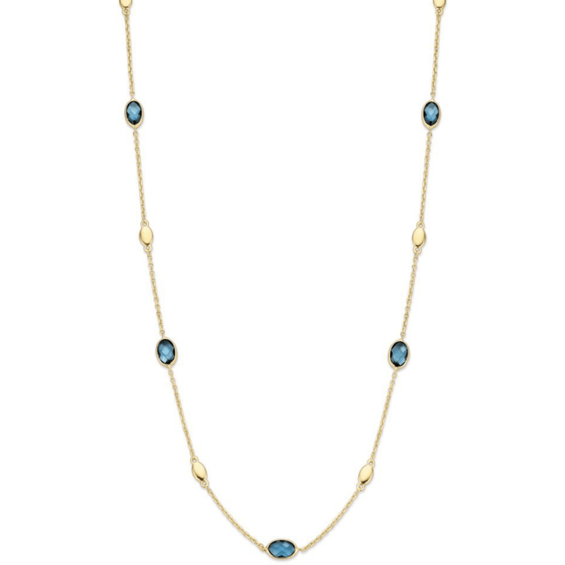 Ketting geelgoud london blue topaas 45cm CW136447