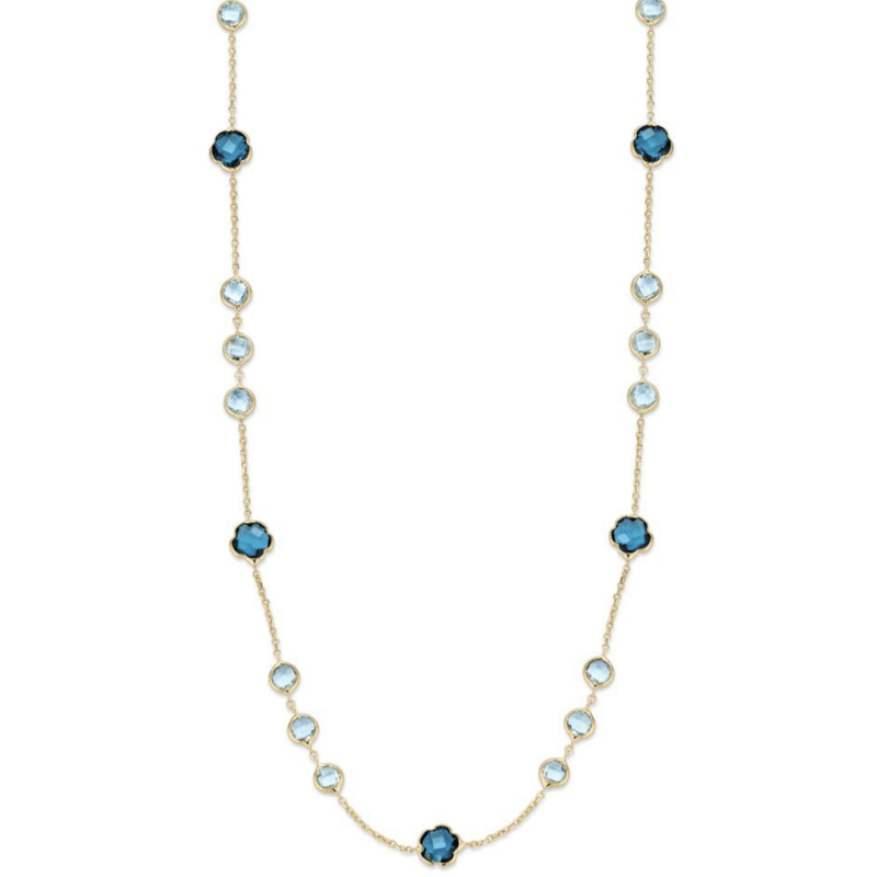 Ketting geelgoud topaas/london blue topaas 45cm CW136442