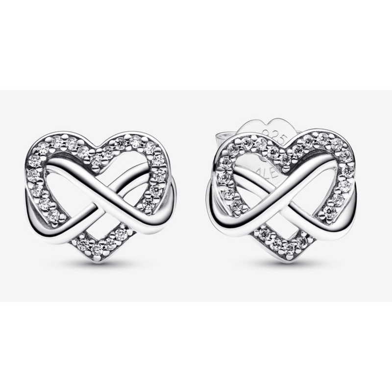 Sparkling Infinity Heart Stud Earrings