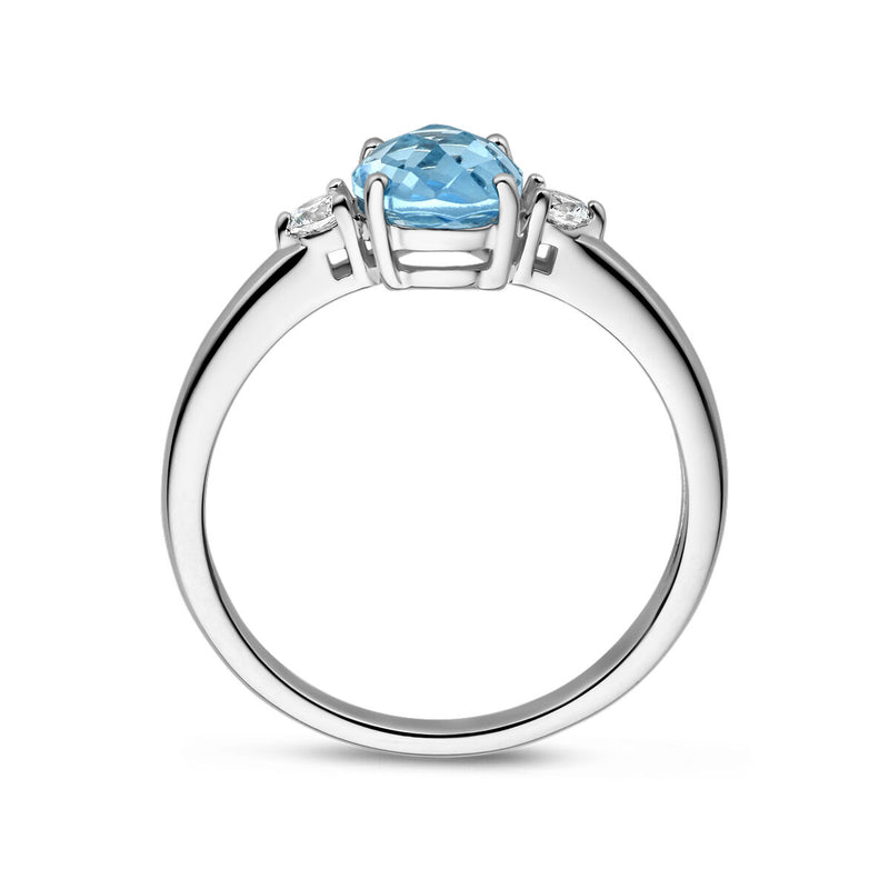 vDam Zilveren Gerhodineerde Ring met Zirkonia en Blauwe Topaas 1337798