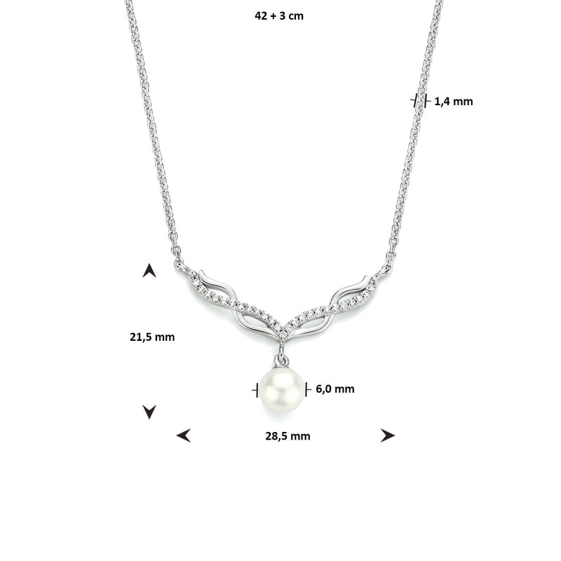 vDam Zilveren Collier Parel en Zirkonia 1333912